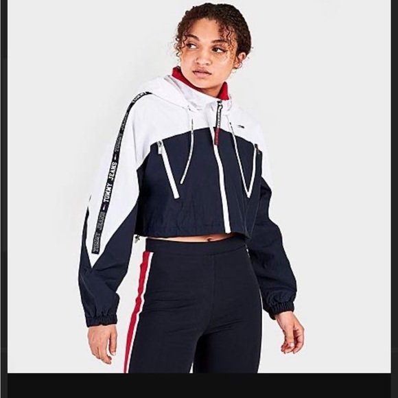 TOMMY HILFIGER Cropped Colorblock Windbreaker Jacket 🇺🇸 RARE Color Combo 🔥 Sm - Picture 5 of 7